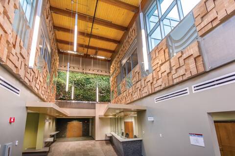 Photo of the front desk area of the Prince George RCMP Detachment.